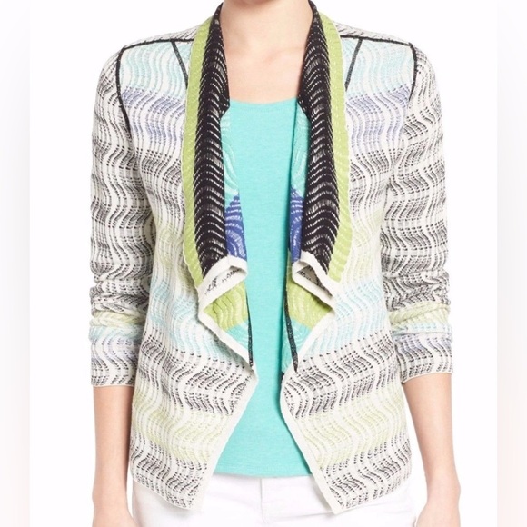 NWT NIC + ZOE Shaded Waves Reversible Open Front Draped Cardigan Size Large - Picture 1 of 12